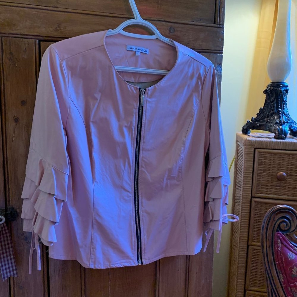 Coat, San Francisco, Pink. Size Medium, False Leather.